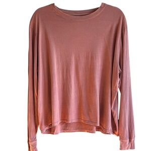 Outdoor Voices Womens Long Sleeve Cotton‎ T Shirt Terracotta XL